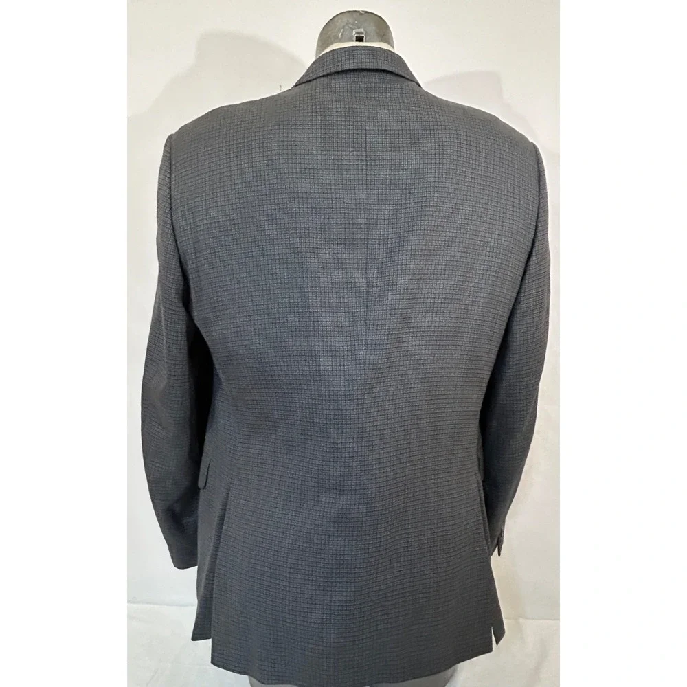Peter Millar Gray Check Wool 2 Btn Sport Coat Blazer Sz 42R